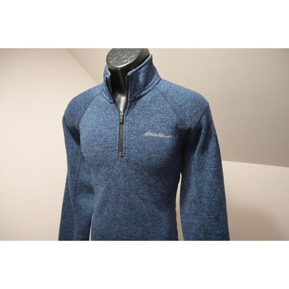 Eddie Bauer Camp Sweater 1/4 Zip Fleece Pullover Marled Blue Mens Size Medium - Picture 1 of 8